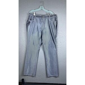 Zana Di Jeans Womens 18 Silver Straight Leg High Rise Metallic Denim 36x29